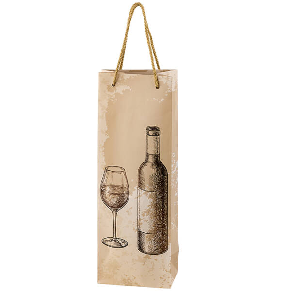 Tragetaschen Weinstunde | 1 Wein-/Sektflasche | 125x90x360 mm