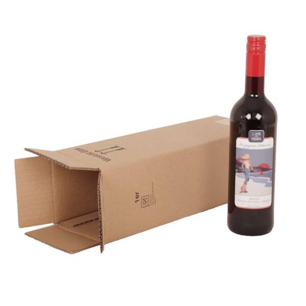 BOXXwell Flaschenversandkartons ohne Gefache | 1 Flasche 0,75 - 1 L | 112x112x380 mm